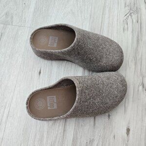 FitFlop | Shuv brown monochrome felt minimalist clog mules shoes | WMS 6